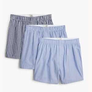 J.Crew Factory Men's Woven Boxers Three Pack Mixed Blue Size Medium NWT
